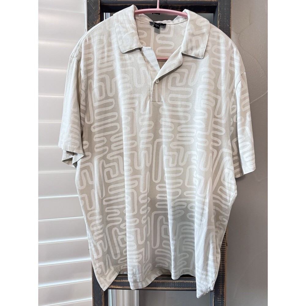 Express Relaxed Polo Shirt Men Med Ivory on Ivory - Picture 1 of 4